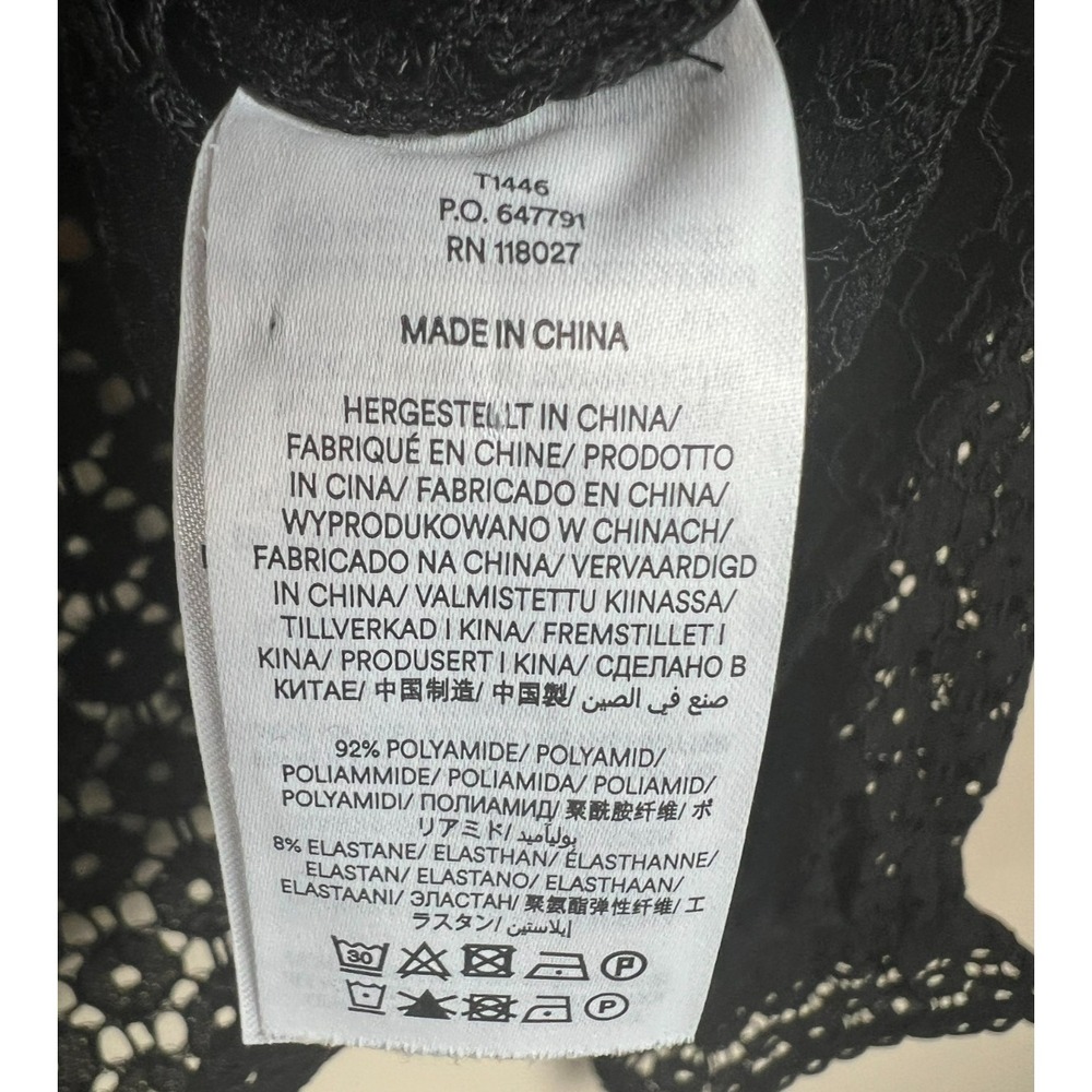 Boden Geo Lace Top US 12 Black Romantic Sheer Lace Blouse Tie Neck - Picture 7 of 10